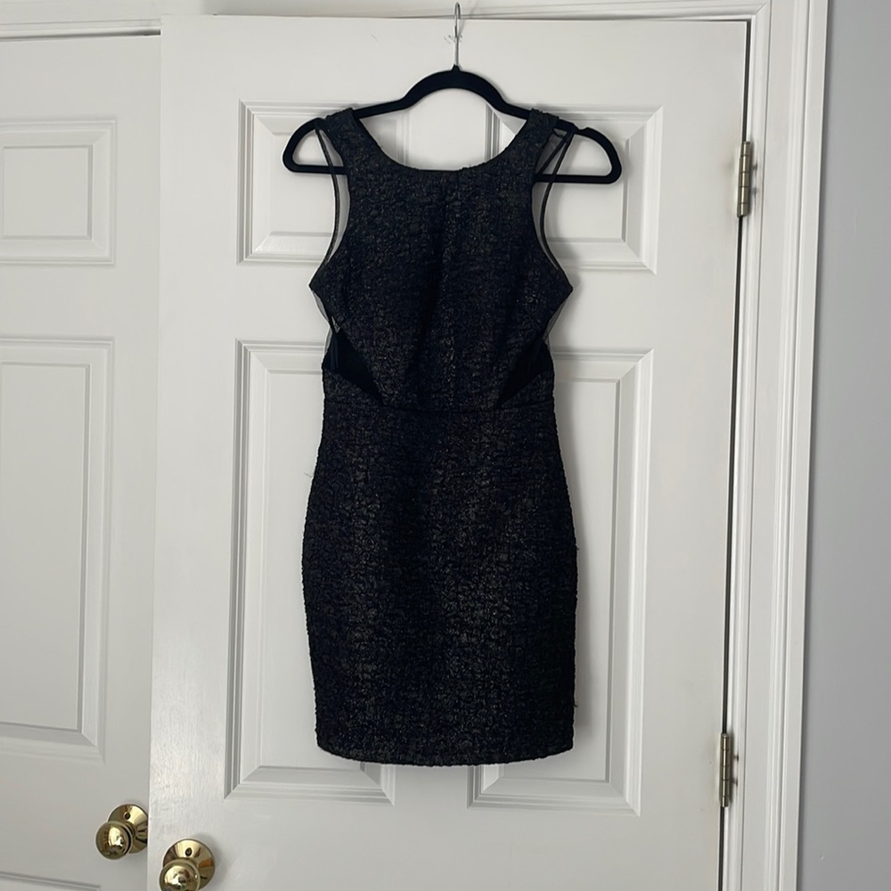 Black mesh body con semi dress